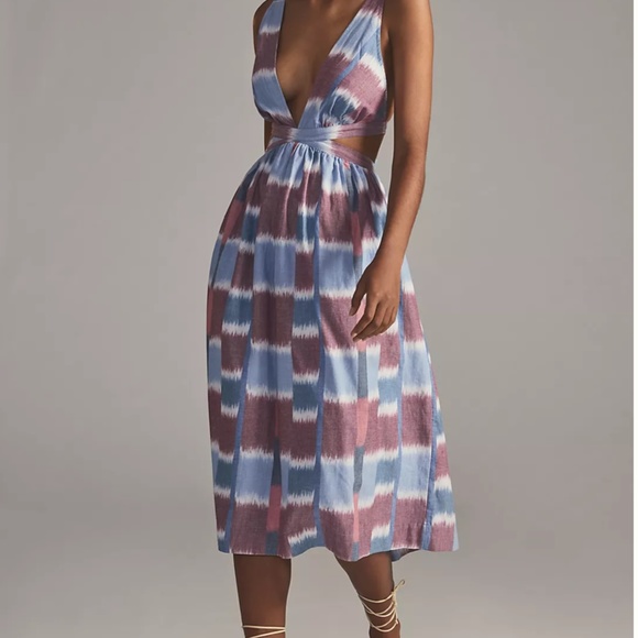 Anthropologie Deep-V Midi Dress NWT sz XXS - Picture 5 of 5